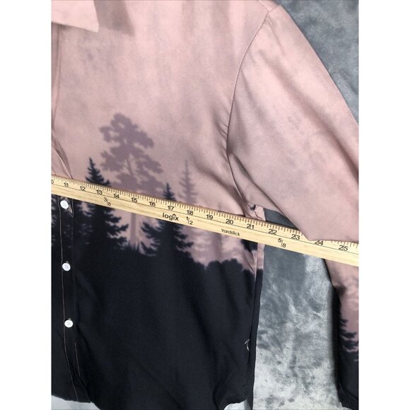 Noracora Womens Long Sleeve Button-Up Shirt With Forest Print - Picture 8 of 12